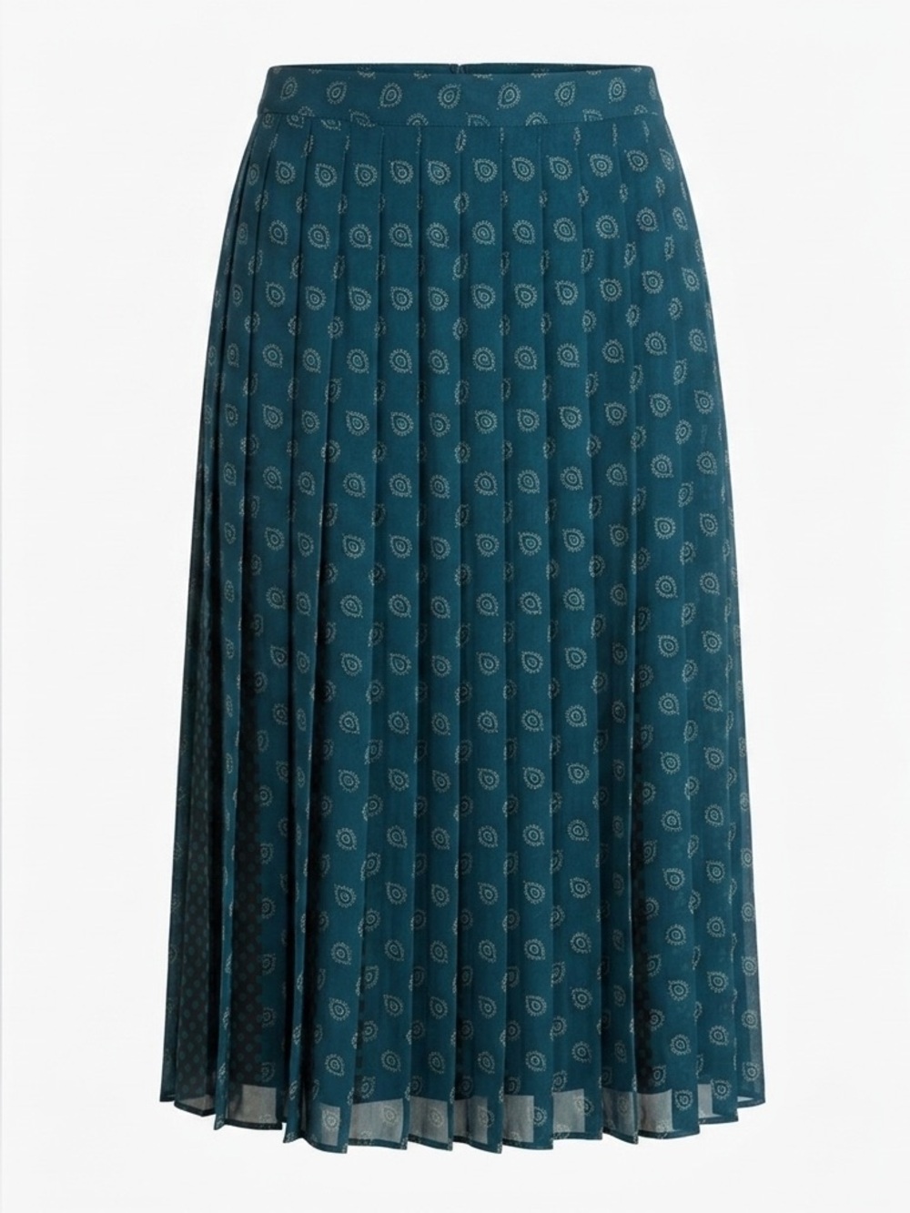 Michael Kors Pleated Midi Skirt Blue Paisley Preppy Coastal Chic-Sz 6